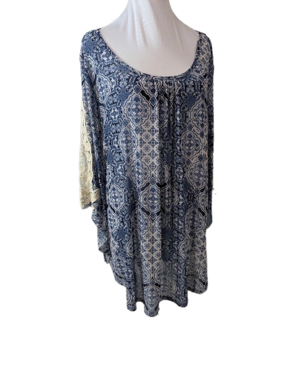 Ember Tunic Shirt Women's Lace Size Small Floral Crochet Fairycore Boho Peasant